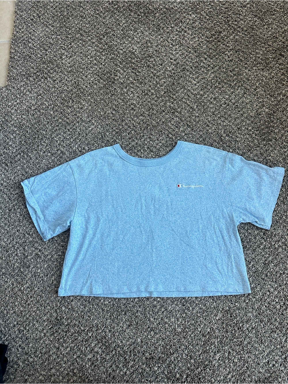 Champion Light Blue Cropped Logo Tee